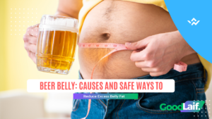 Beer belly illustration: potbelly caused by beer consumption and safe ways to reduce excess belly fat