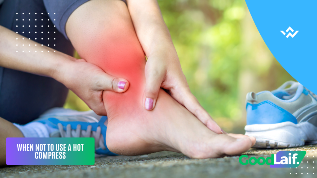 Do not use hot compress for swollen ankle injuries - use cold compress for new injuries instead
