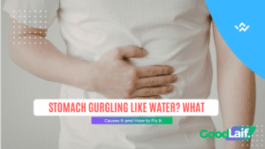 Illustration of a person holding their stomach due to stomach gurgling like water