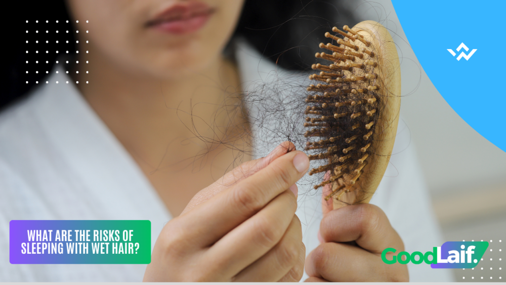 Illustration of hair loss risk caused by sleeping with wet hair