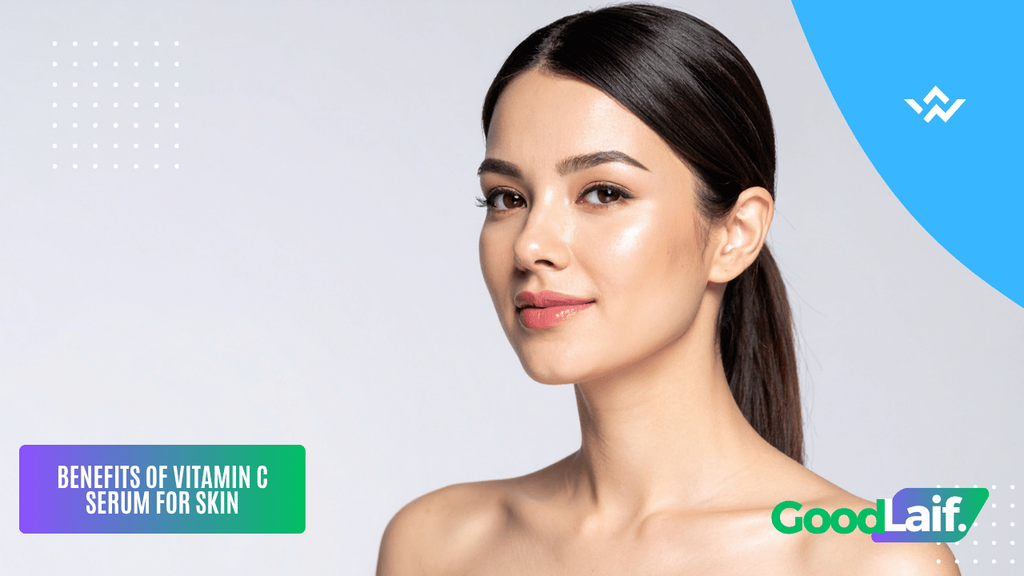 Illustration of benefits of vitamin c serum for bright and glowing facial skin