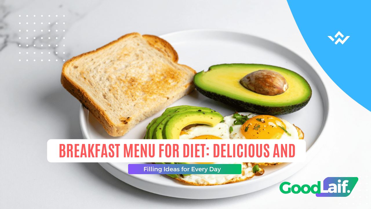 A plate with whole wheat bread, egg, and avocado as an example of a filling Breakfast Menu for Diet