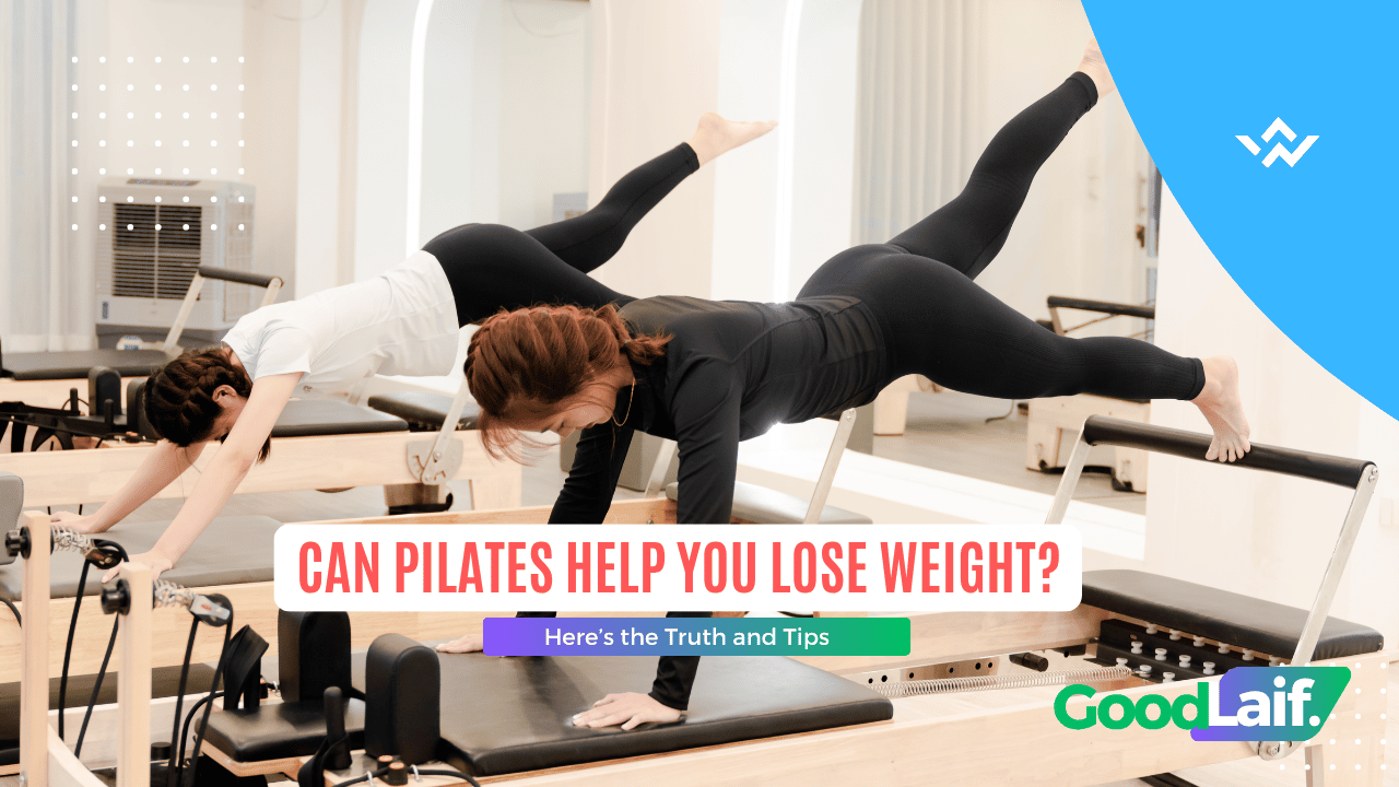 Two women doing pilates on reformer machines with a plank hold, an example of how can pilates help you lose weight
