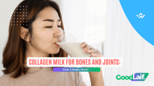 woman drinking collagen milk for bones and joints