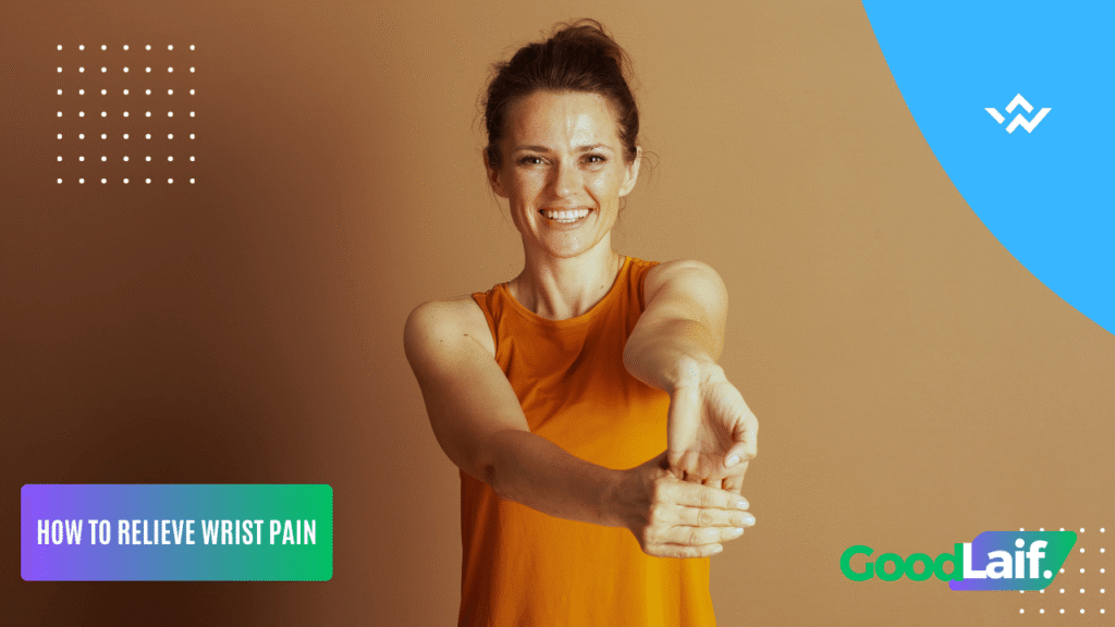 Illustration of wrist stretching exercise to reduce wrist pain and explain why does your wrist hurt