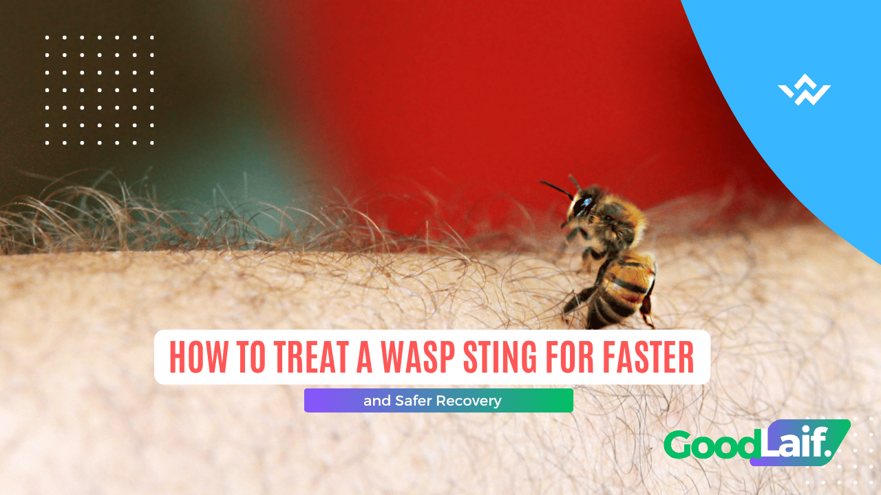 Person holding a swollen red arm after being stung by a wasp while learning how to treat a wasp sting