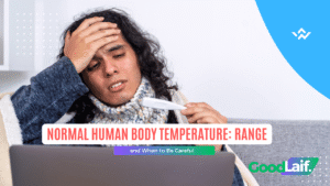 person checking fever with thermometer for normal human body temperature article