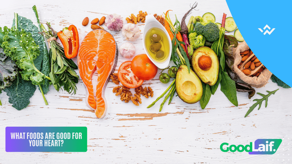Examples of healthy foods after heart stent like vegetables, salmon, and avocado